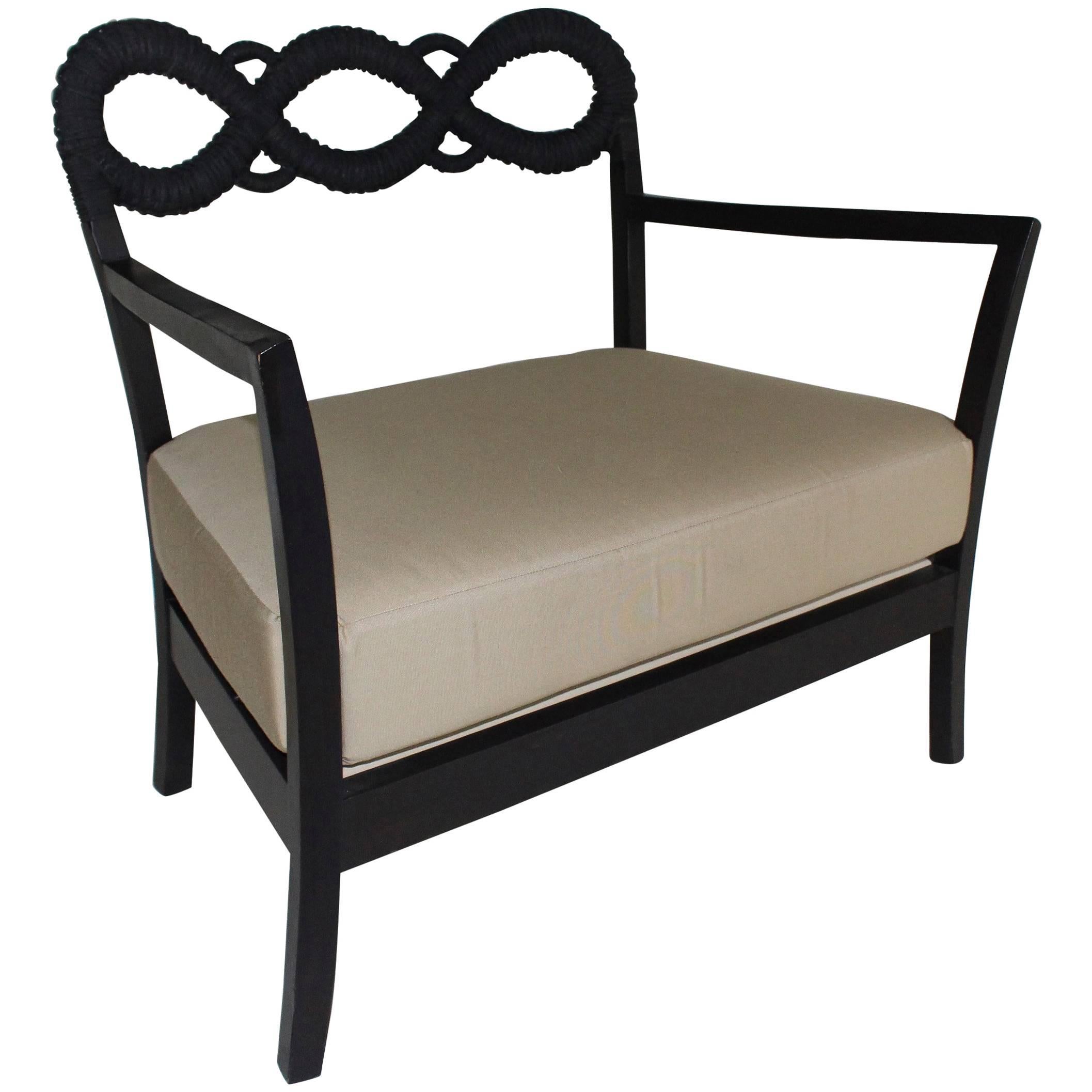 Ebonized Rope Side Chair For Sale