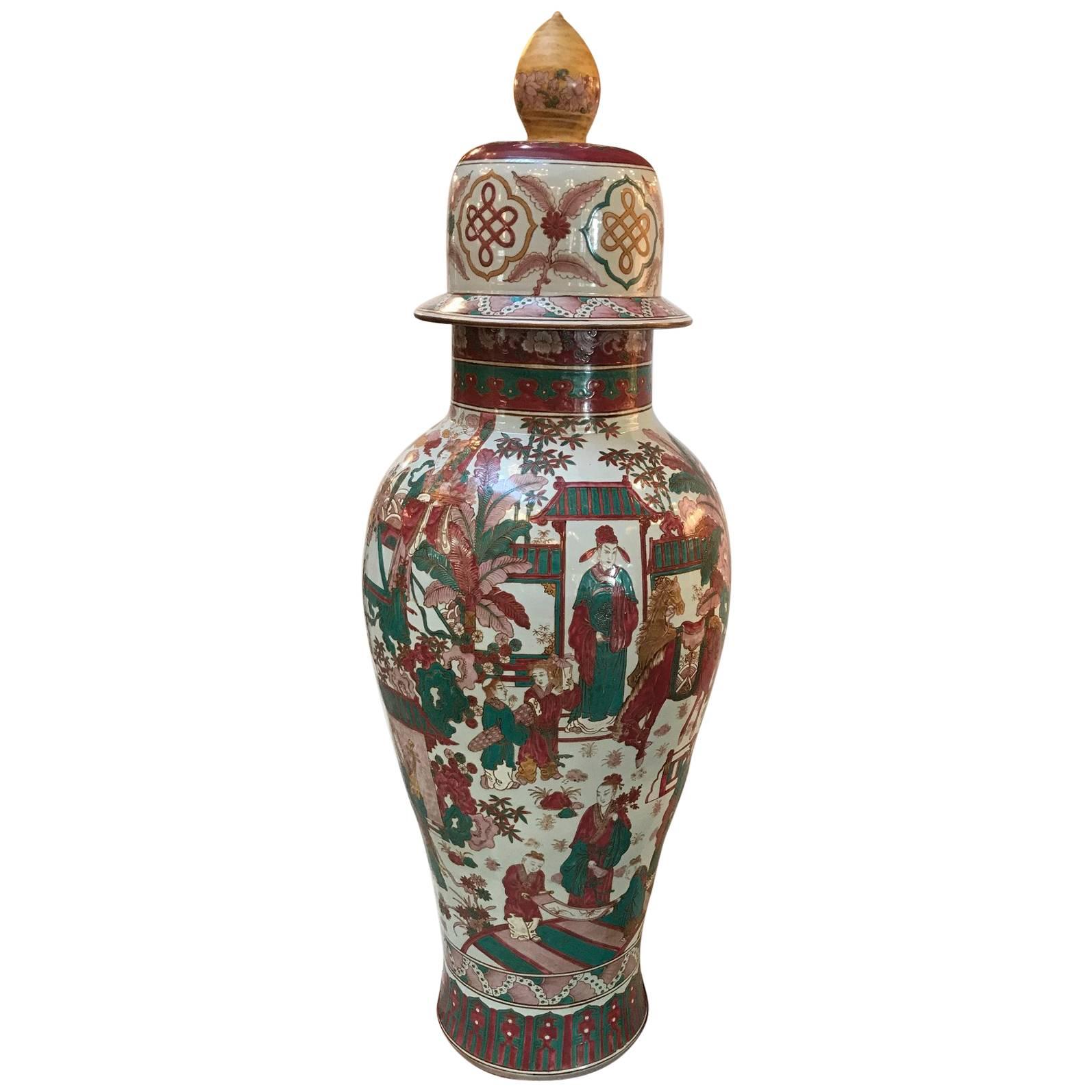 Large Chinese Porcelain Palace Sized Temple Jar Vase