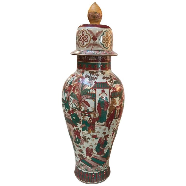 Large Chinese Porcelain Palace Sized Temple Jar Vase For Sale at 1stdibs