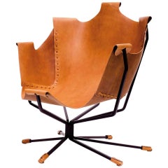 Flight of Fancy Lounge Chair in brown cognac leather by Dan Wenger