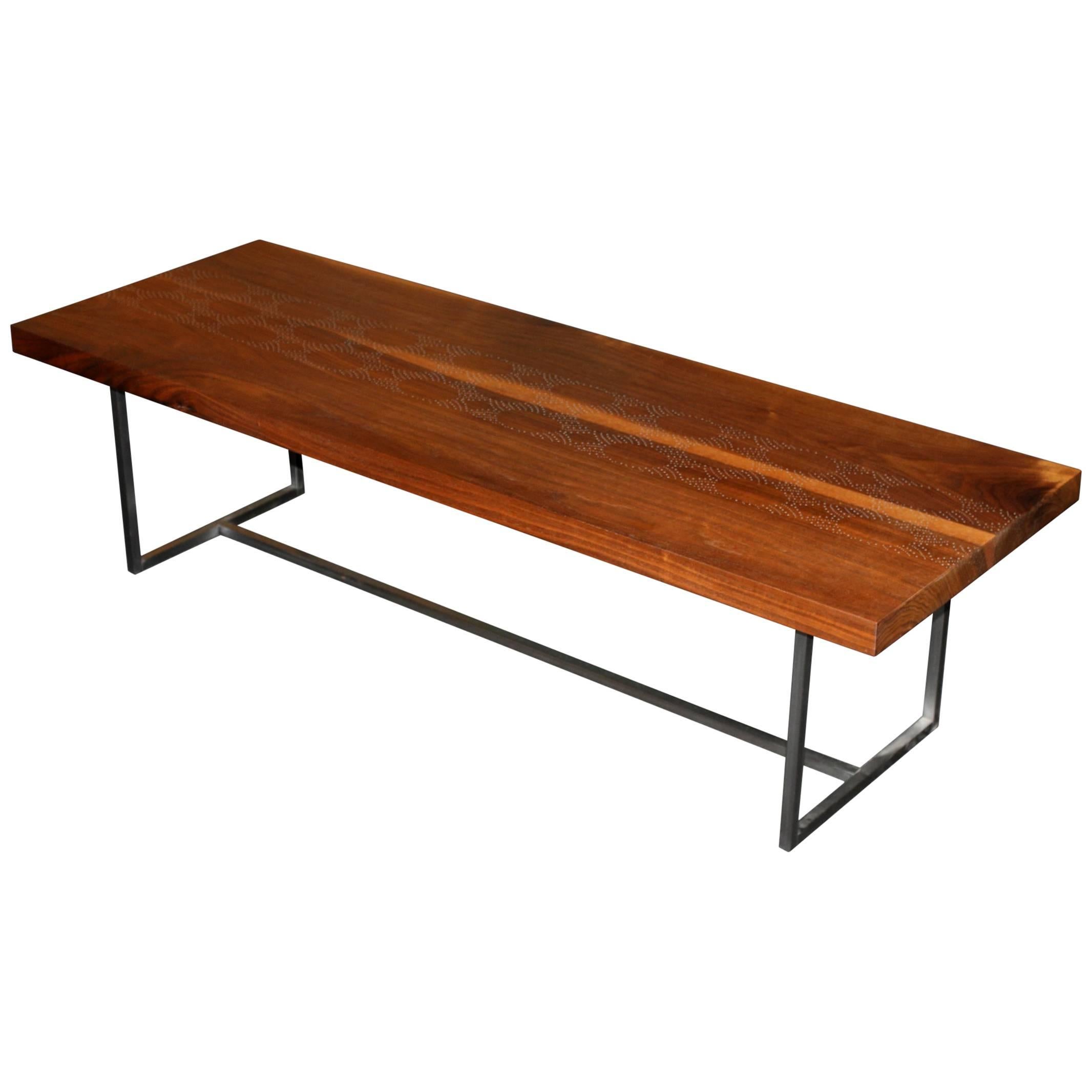 Peter Sandback Modernist Low Rectangle Nail Table in Walnut and Steel