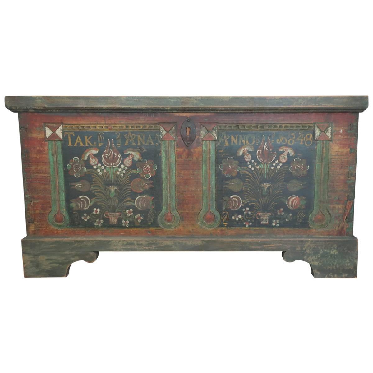 Painted Blanket Chest Signed 1848