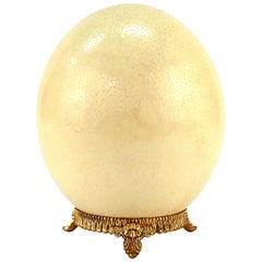 Antique Ostrich Egg on Gold-Tone Stand