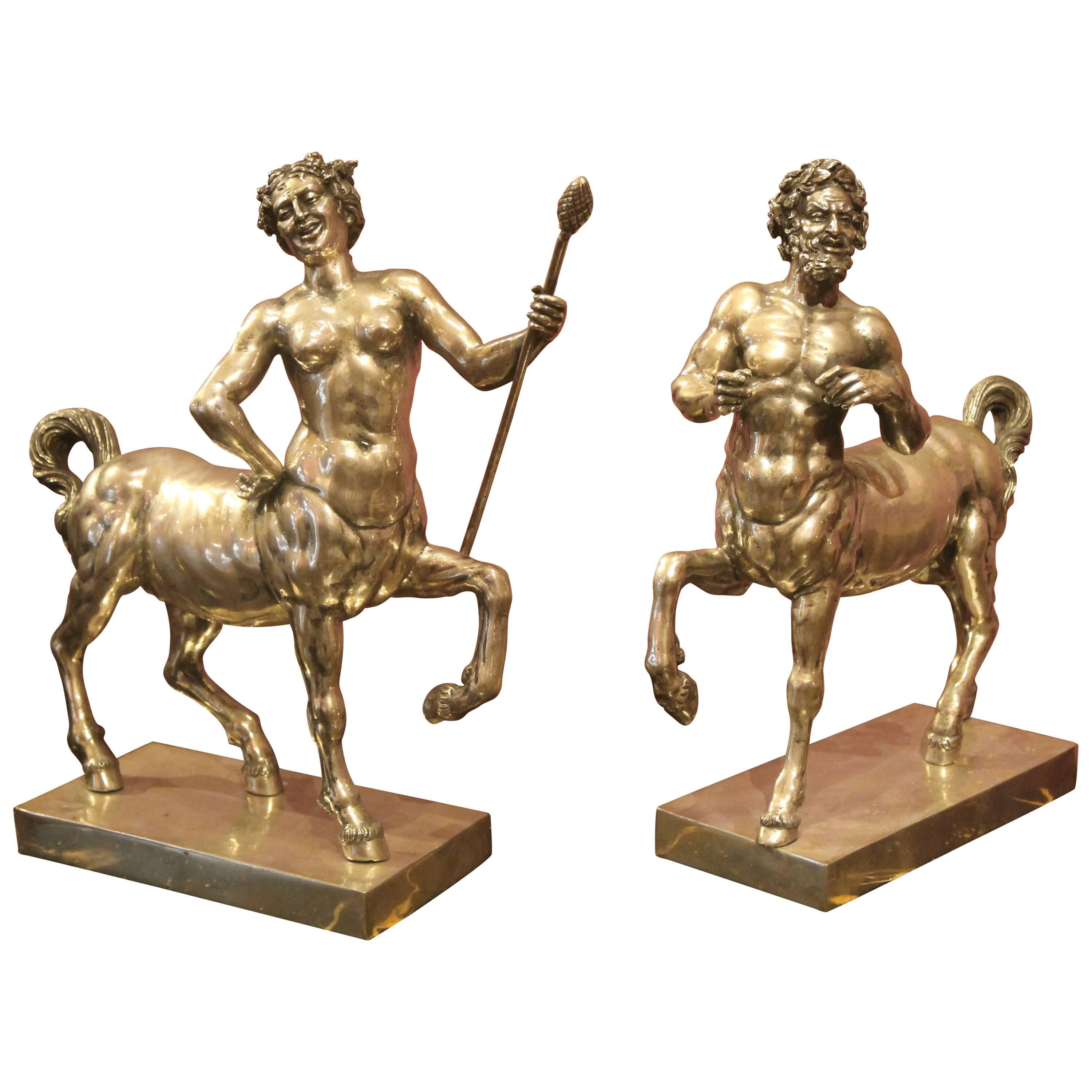 19th Century Italian Neoclassical Style Silver Sculptures Centaurs Model