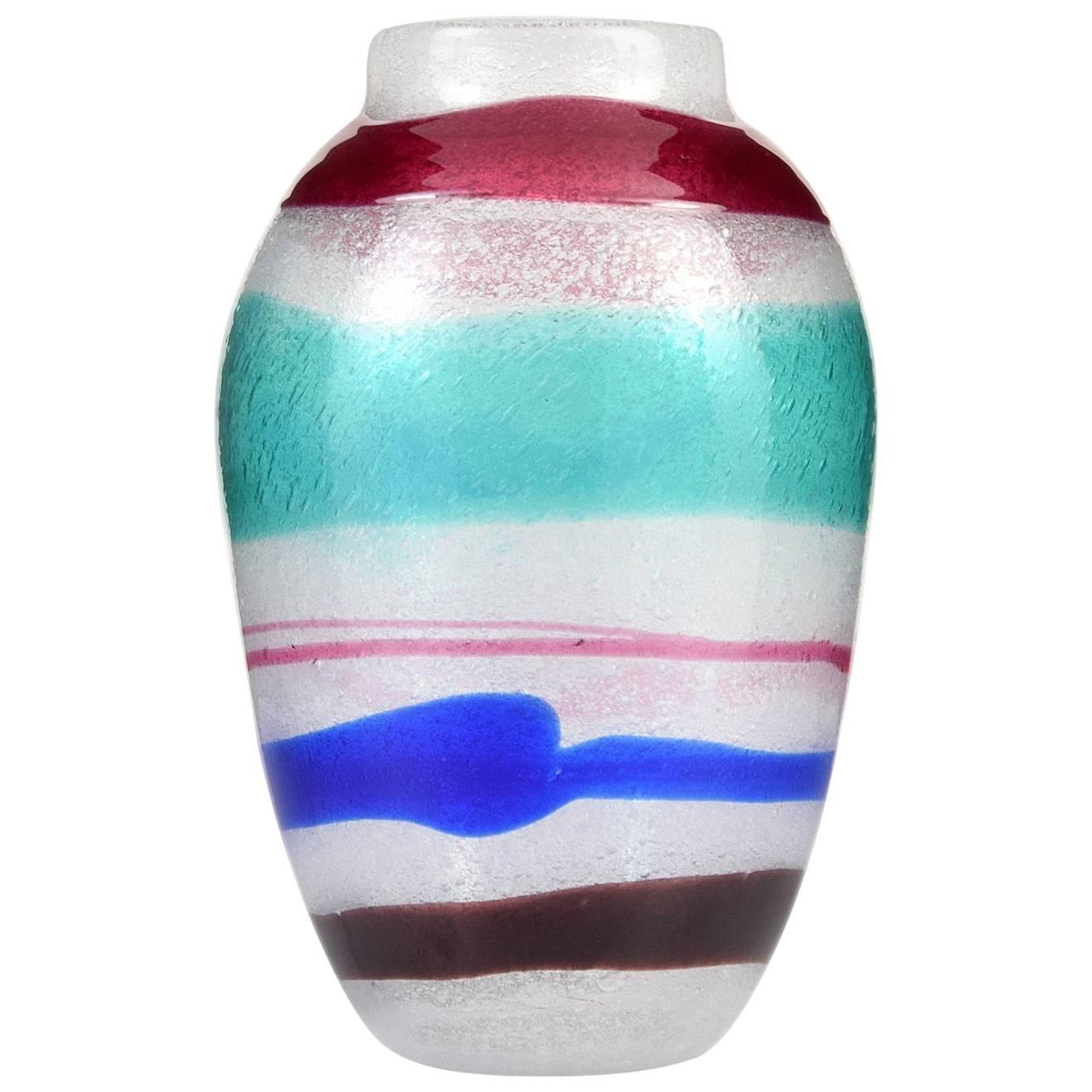 Large Cenedese Pulegoso Fasce Vase, Murano For Sale