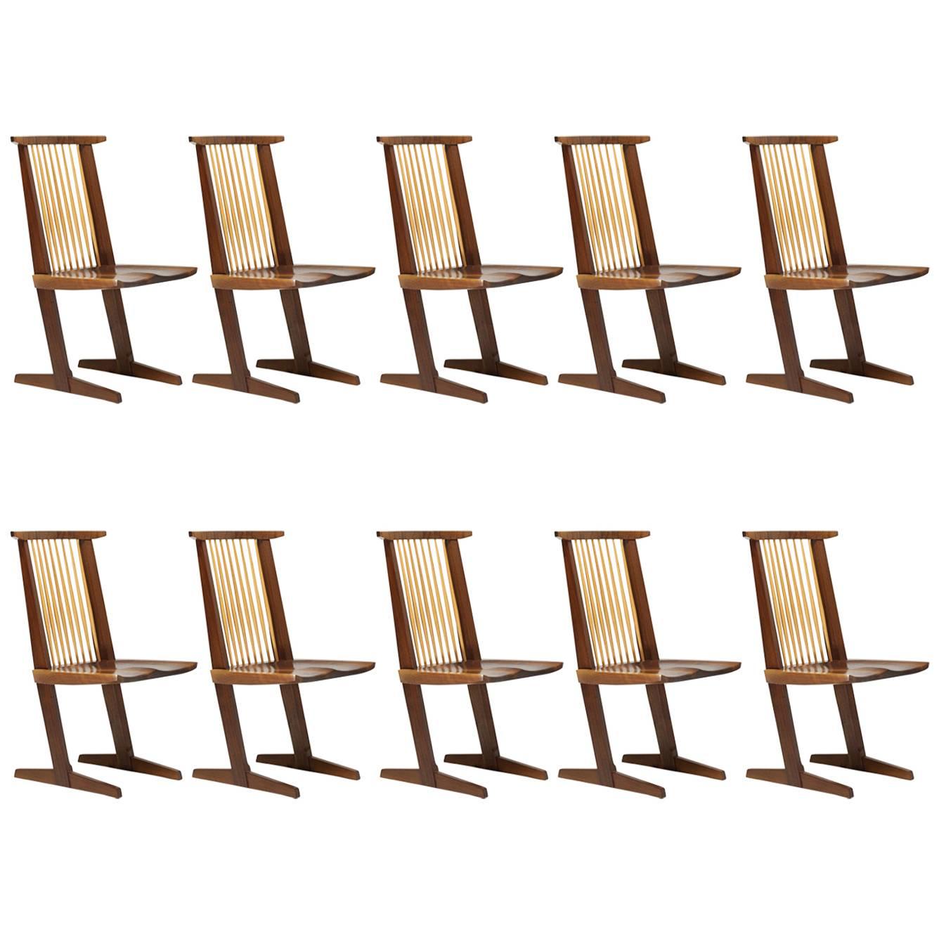 Set of Ten George Nakashima Conoid Dining Chairs