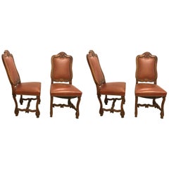 Set of Four Rococo Leather Side Chairs 7