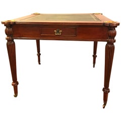 Leather Top Mahogany Georgian Style Card Table in the Manner of Maitland Smith