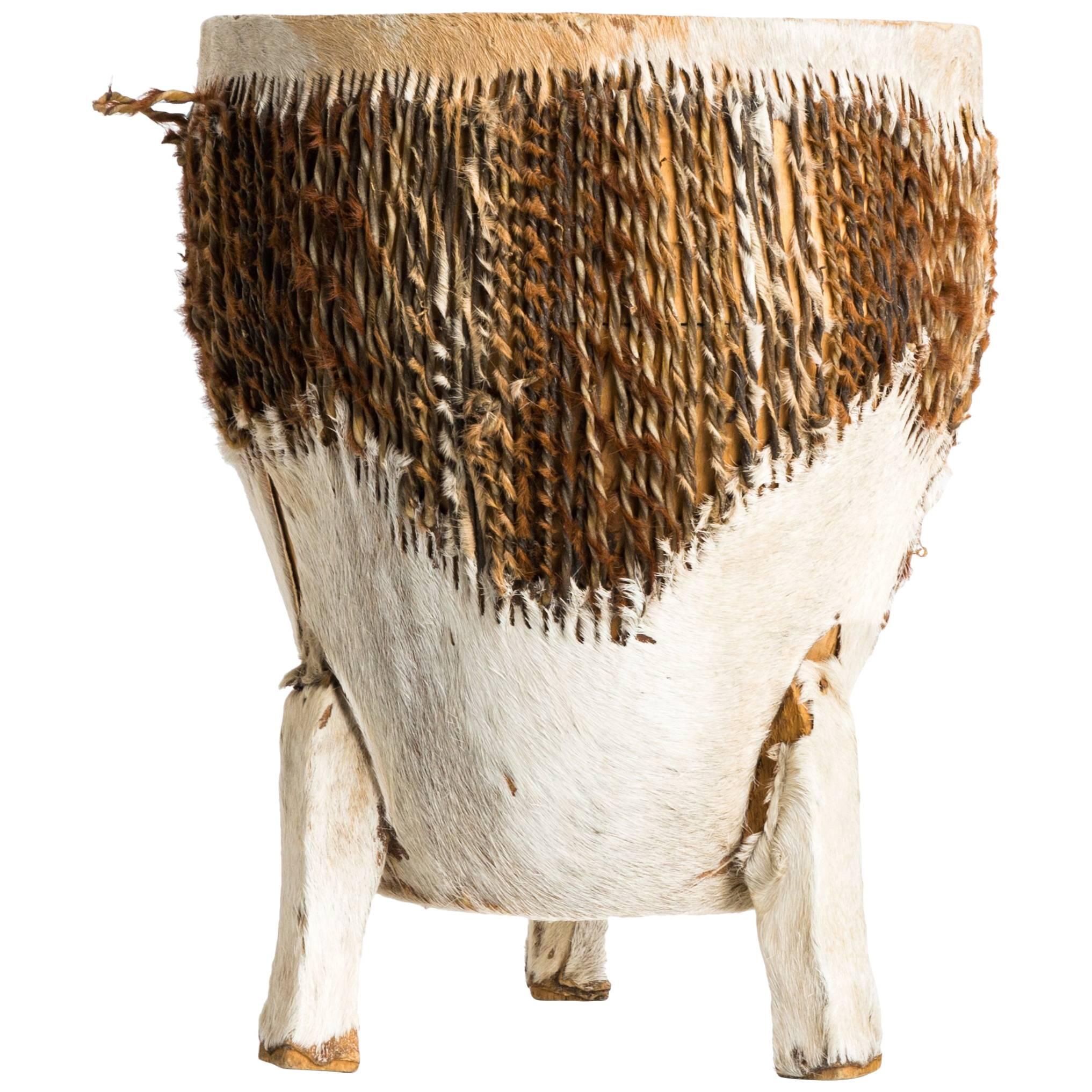 Vintage 1960s Cowhide Drum