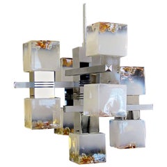 Italian, 1970s Cantilever Nine-Light Chrome Chandelier by Gaetano Sciolari 9