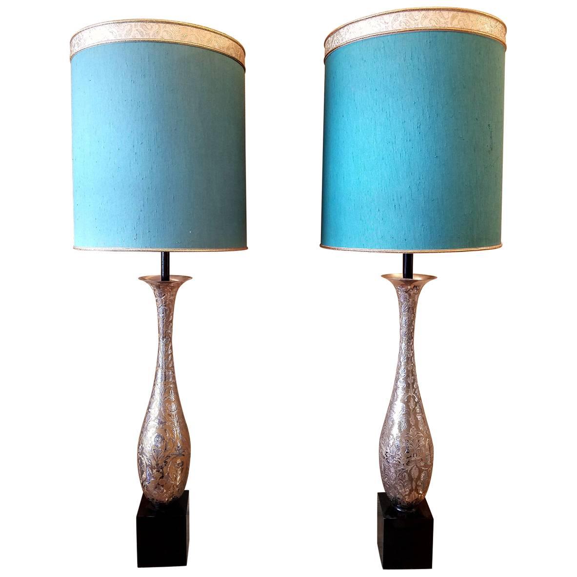 Mid-Century Pair of Anglo Indian Large Table Lamps