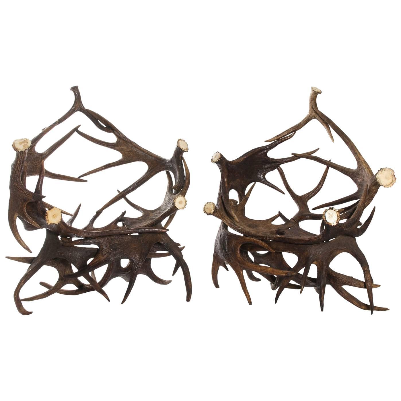 Pair of Antlers Lounge Chairs For Sale