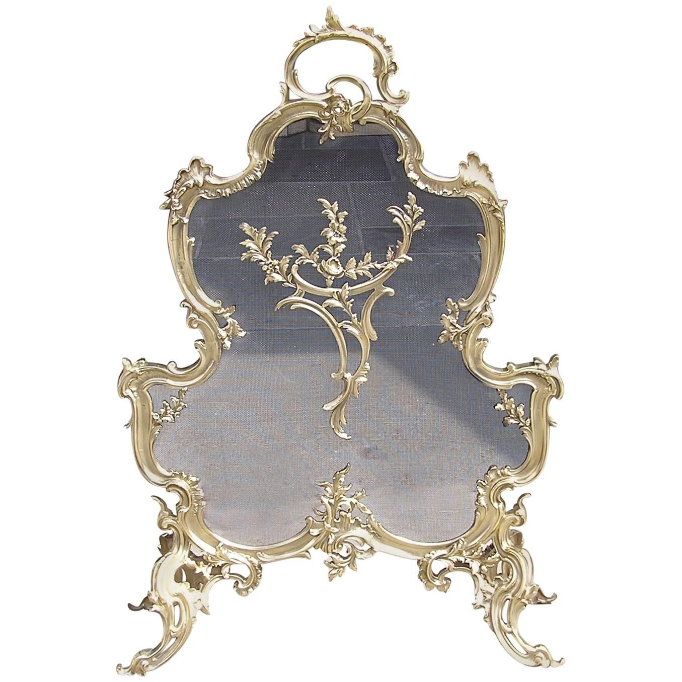 French Brass Decorative Scrolled Foliage Fire Place Screen, Circa 1830