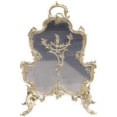 French Brass Decorative Scrolled Foliage Fire Place Screen, Circa 1830