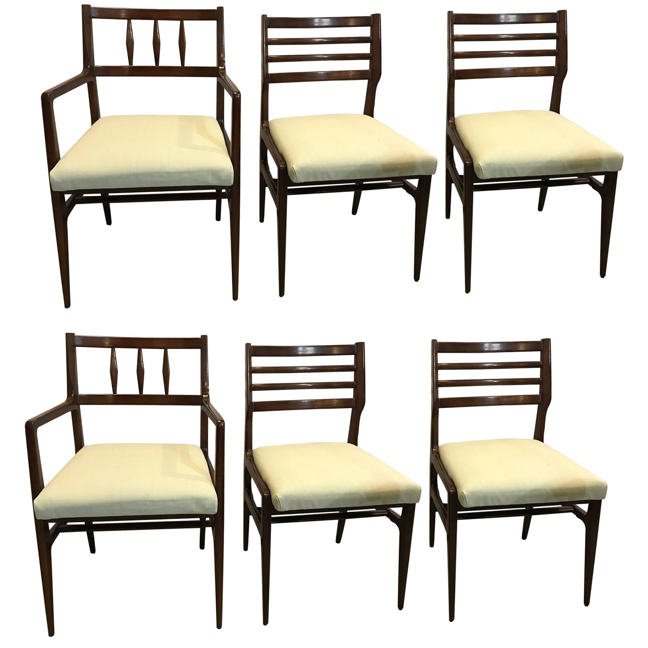 Set of Six Mid-Century Modern Rosewood Dining Chairs by R'way Furniture