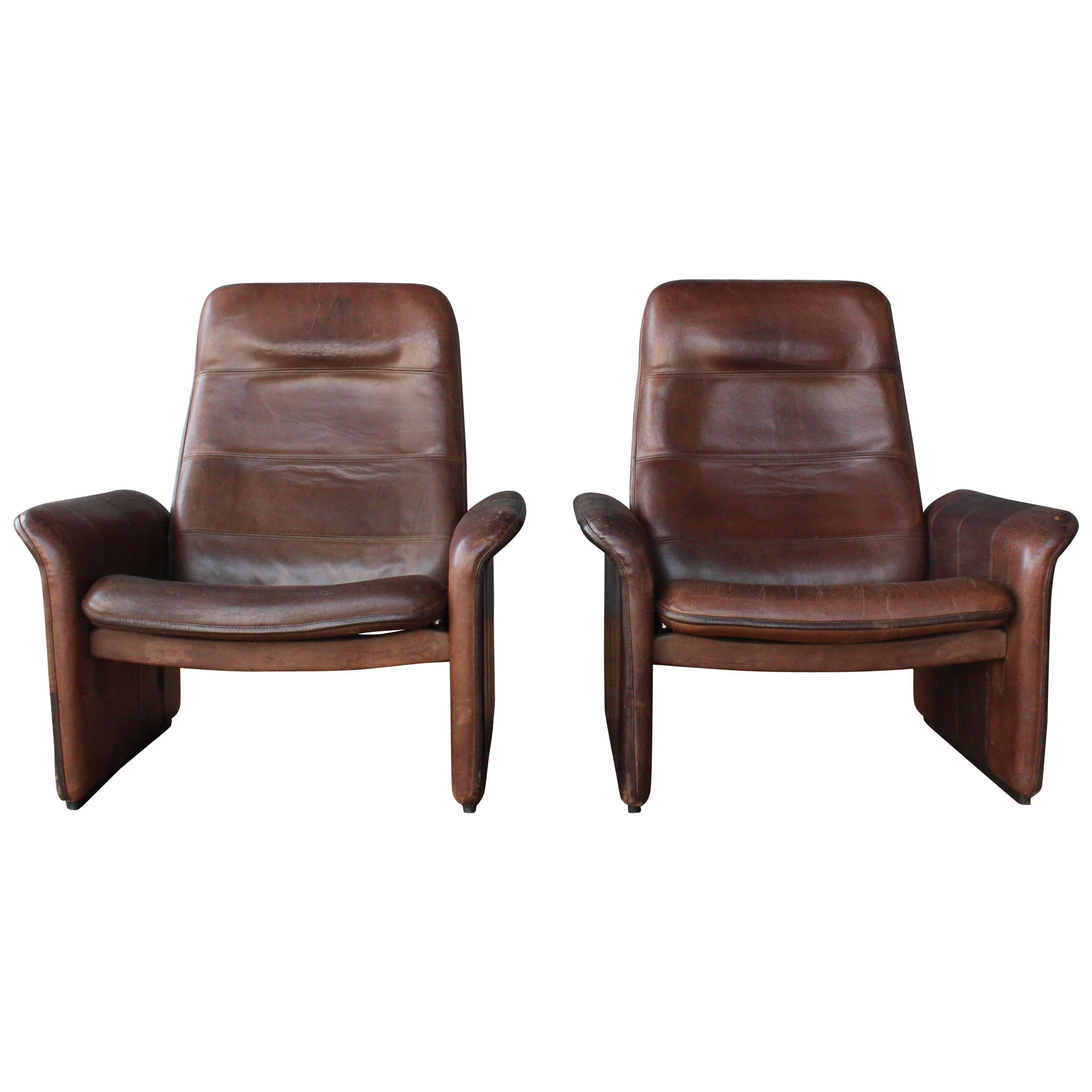 Pair of Leather DS-50 De Sede Reclining Chairs