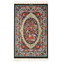 Small Scatter Size Persian Qum Silk Rug. Size: 2 ft 7 in x 4 ft 3 in
