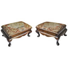 Pair of Walnut, Queen Anne Style Foot Stools