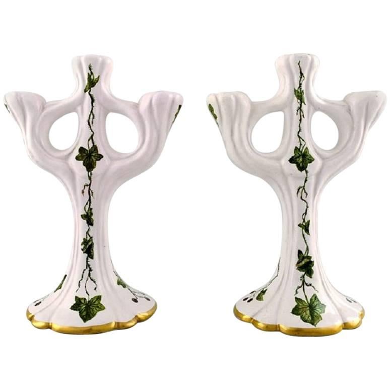 Signe Steffensen for Kähler, Pair of Candelabra of Ceramics For Sale