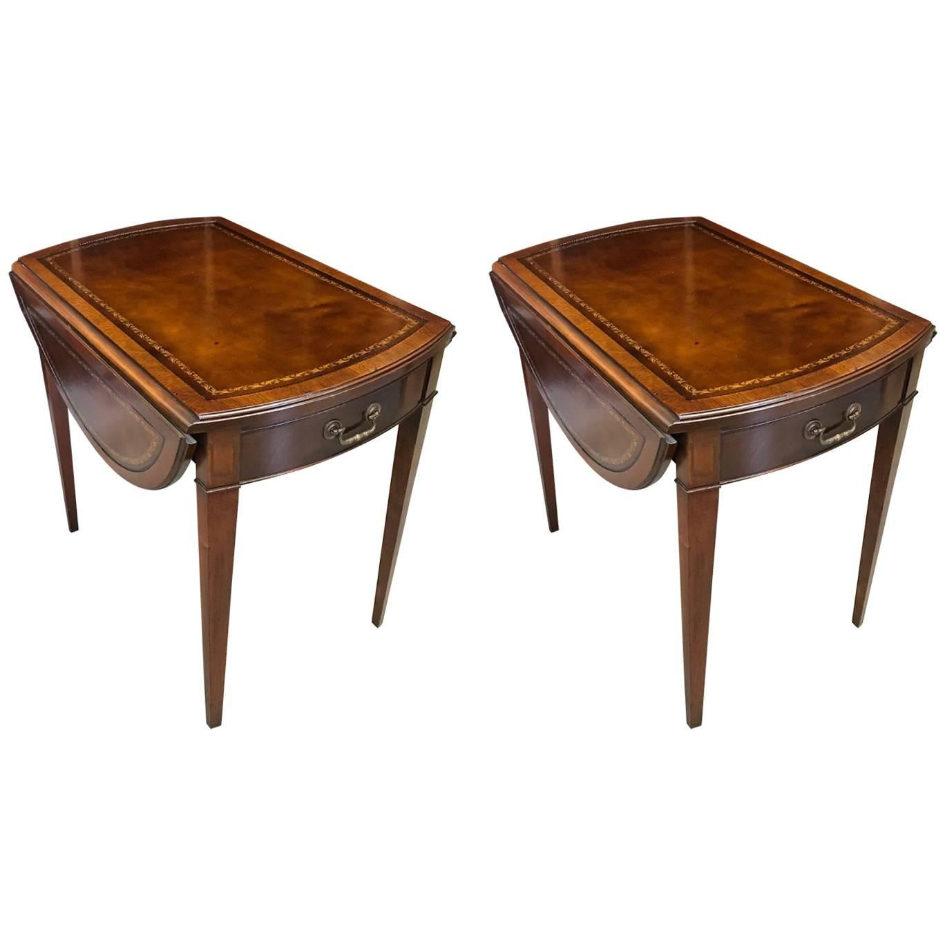 Pair of Pembroke Leather Topped Mahogany Tables