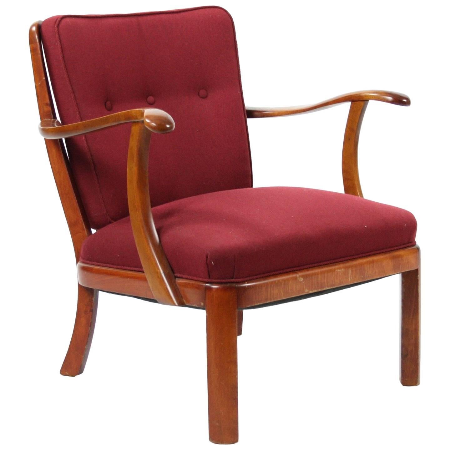 Søren Hansen Lounge Chair Model 1628 Fritz Hansen Denmark, circa 1940