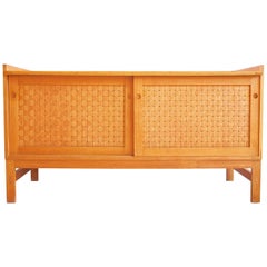 Ilse Rix Oak Sideboard by Uldum with Woven Front Sliding Doors