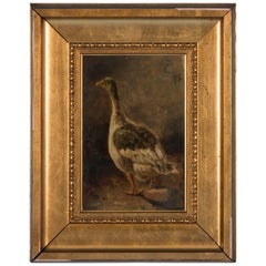 Antique 19th Century Oil Painting of a Goose by Wilhelm Zillen