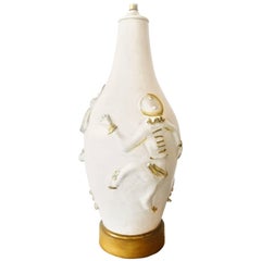Vintage Monumental Sculptural Commedia Dell'Arte Ceramic Lamp, Italy, circa 1950