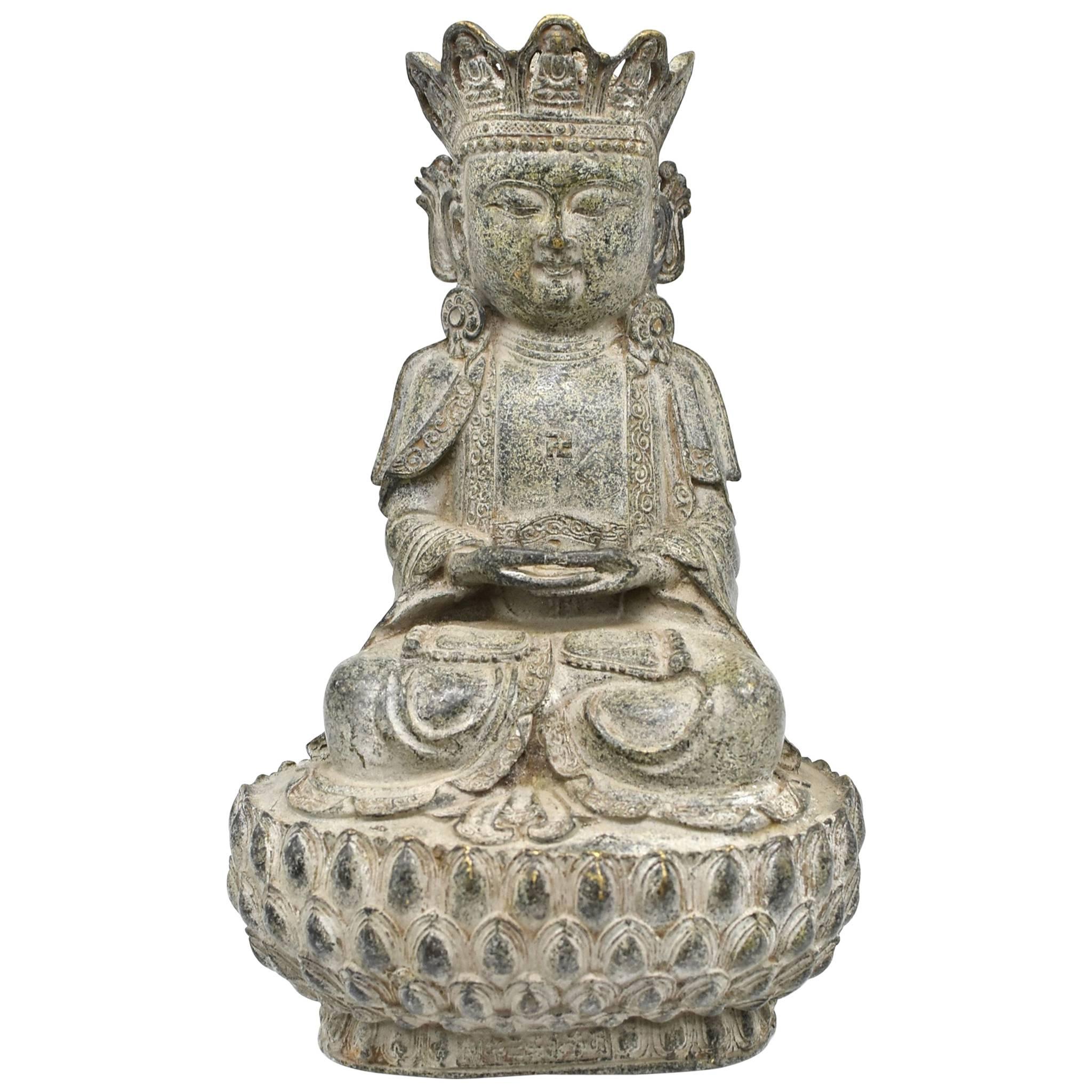Bronze Earth Buddha on Lotus Seat