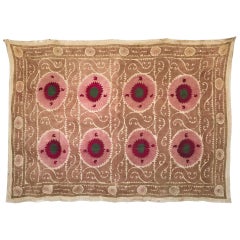 Large Vintage Uzbek Suzani Blanket or Tapestry