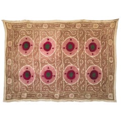 Large Vintage Uzbek Suzani Blanket or Tapestry 2