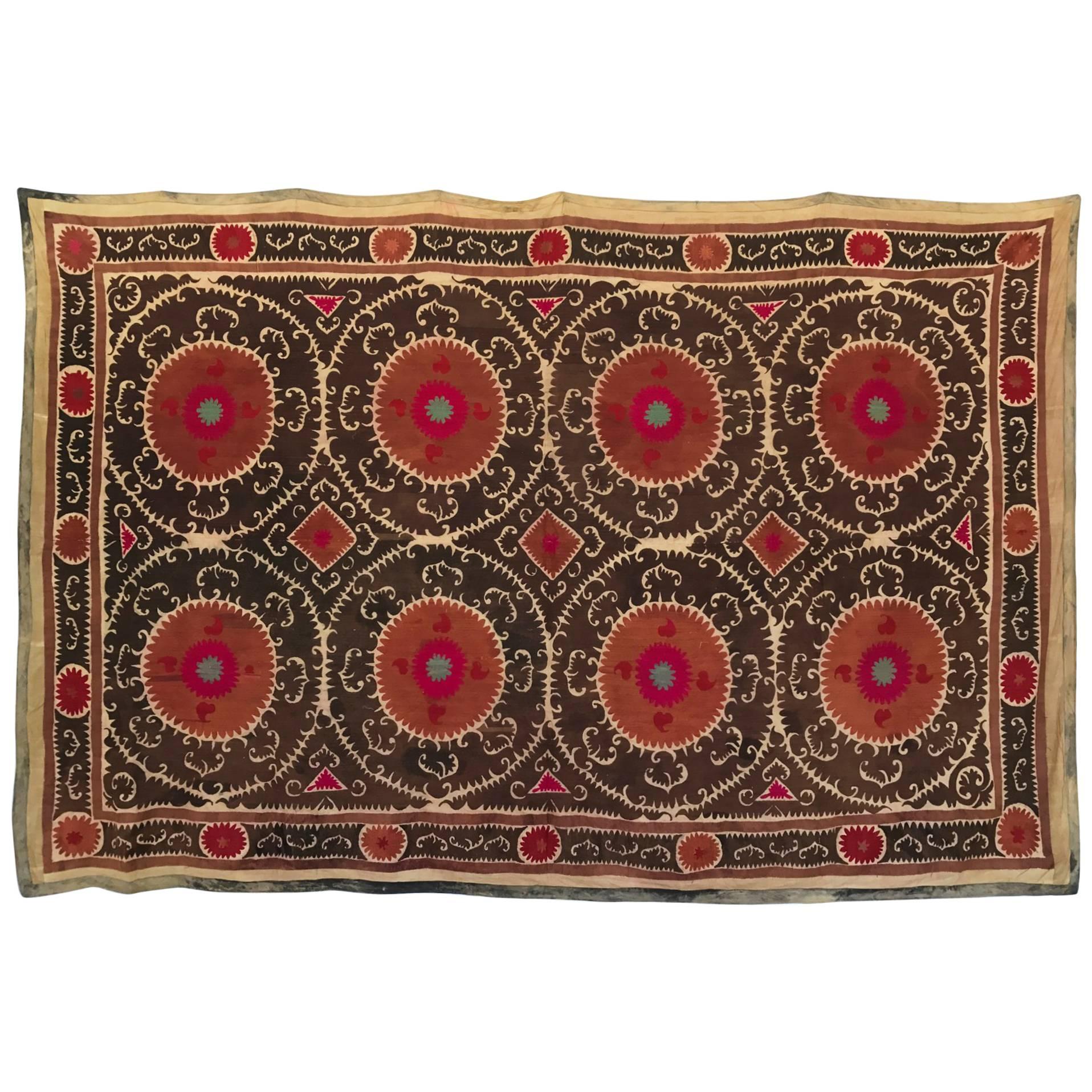 Vintage Uzbek Suzani Blanket or Tapestry