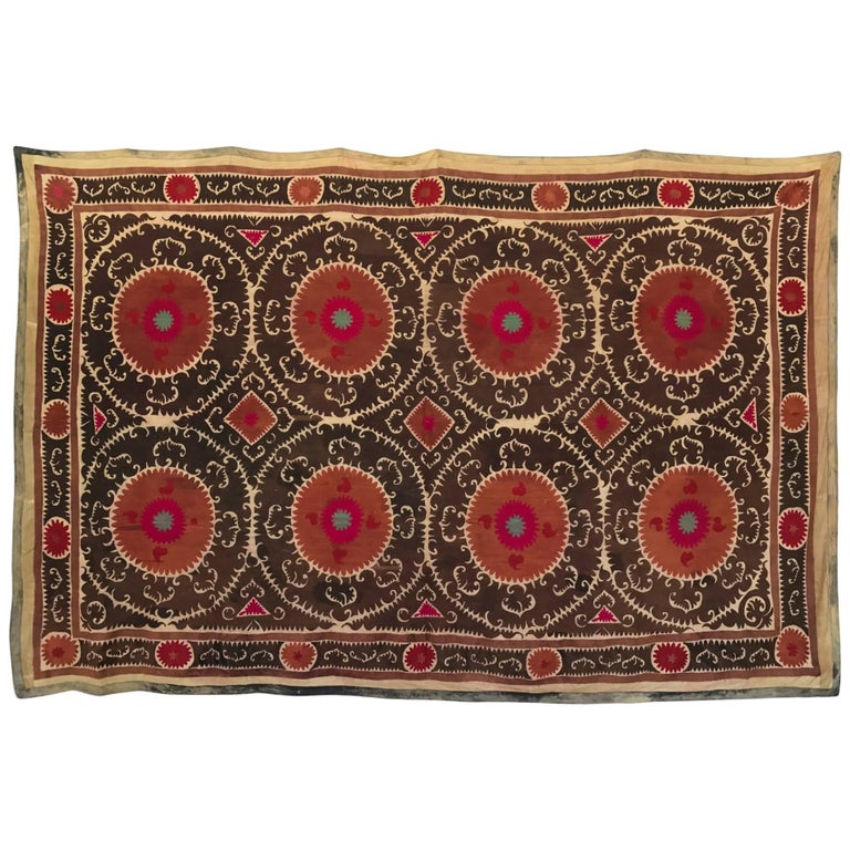 Vintage Uzbek Suzani Blanket or Tapestry at 1stDibs