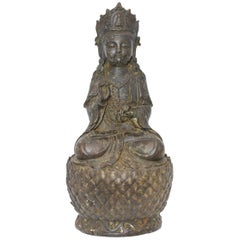 Antique Bronze Kwan Yin with Blessing Pearl of Water