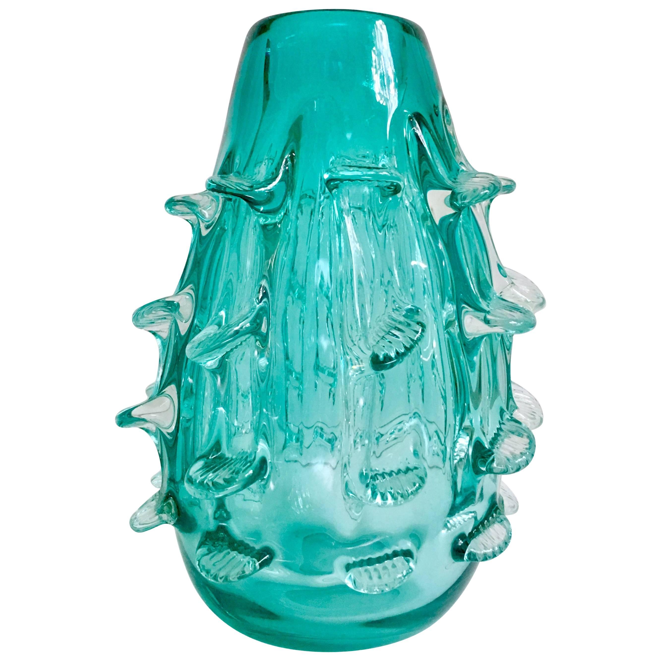 Modern Murano Style Art Glass "Sea Urchin" Vase For Sale
