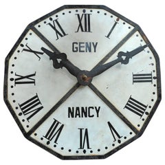 Antique 1900s, French Large Iron Train Station Clock Face