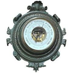 Antique French Bronze Louis XV Style Ameroïde Barometer, circa 1900