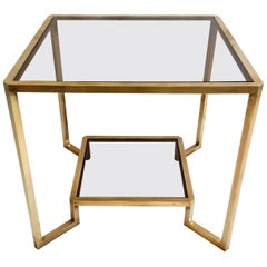 Italian Quare Brass End or Coffee Table, 1970