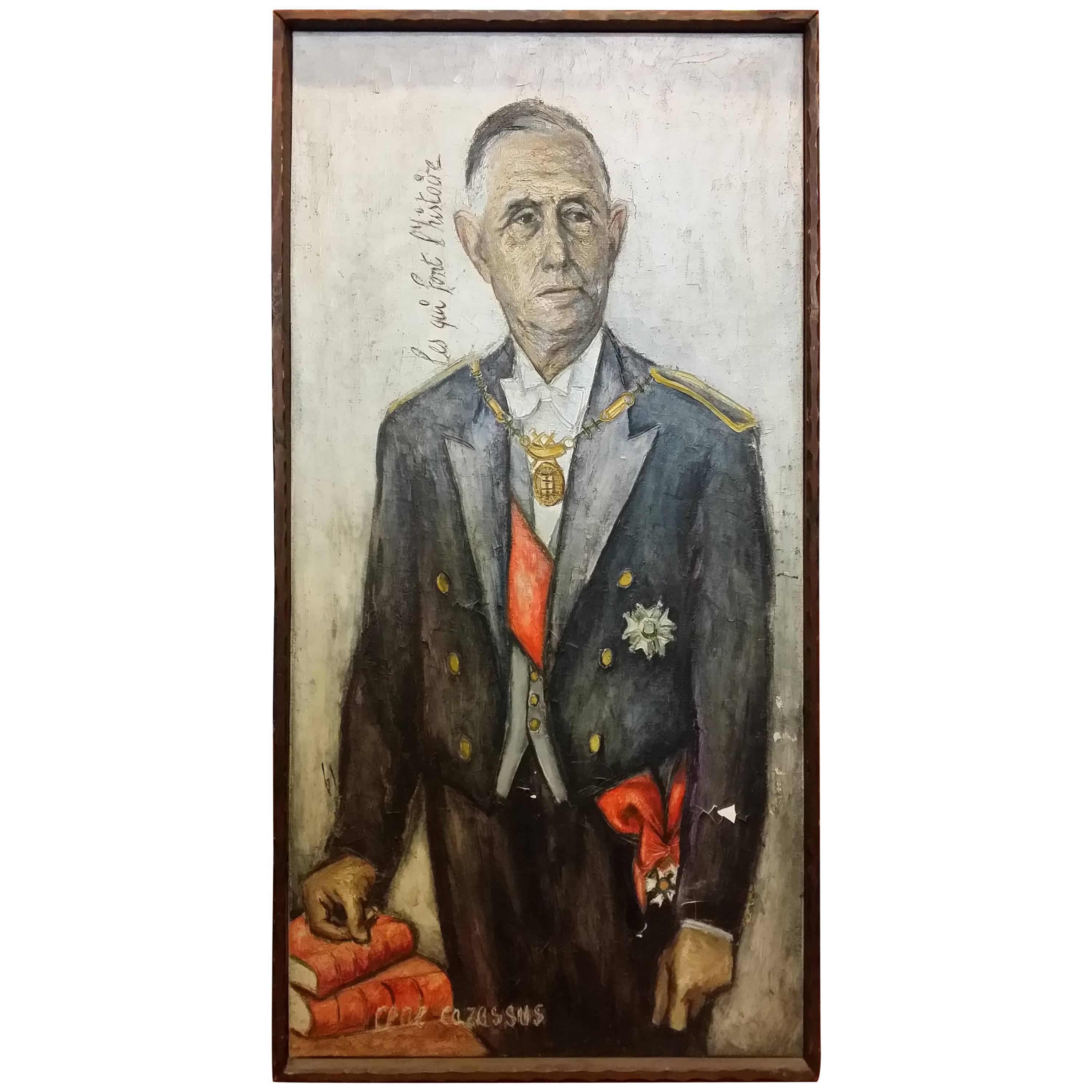 Charles De Gaulle Portrait by René Cazassus For Sale