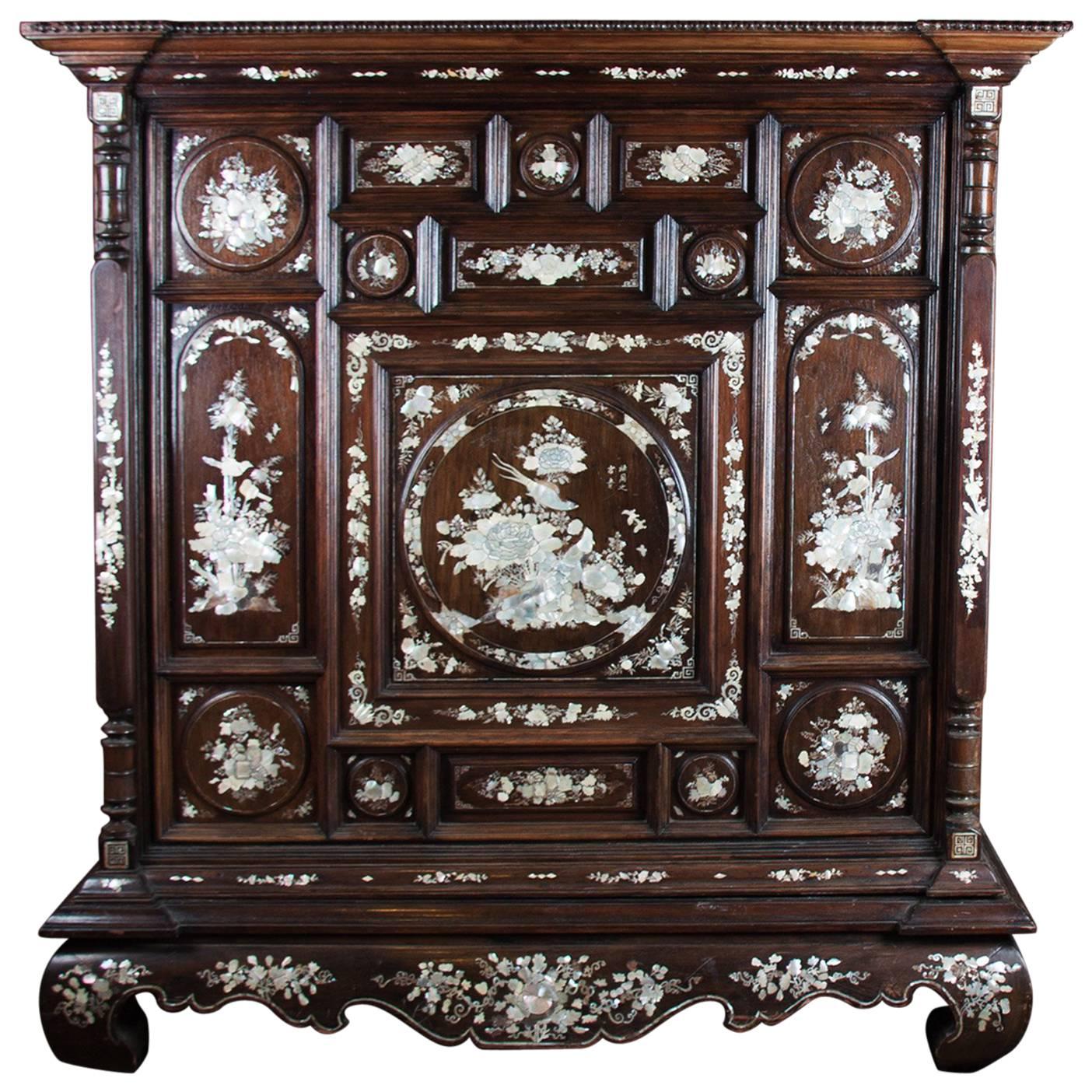 19th Century Rosewood Chest, Inlaid with the Mother-of-Pearl