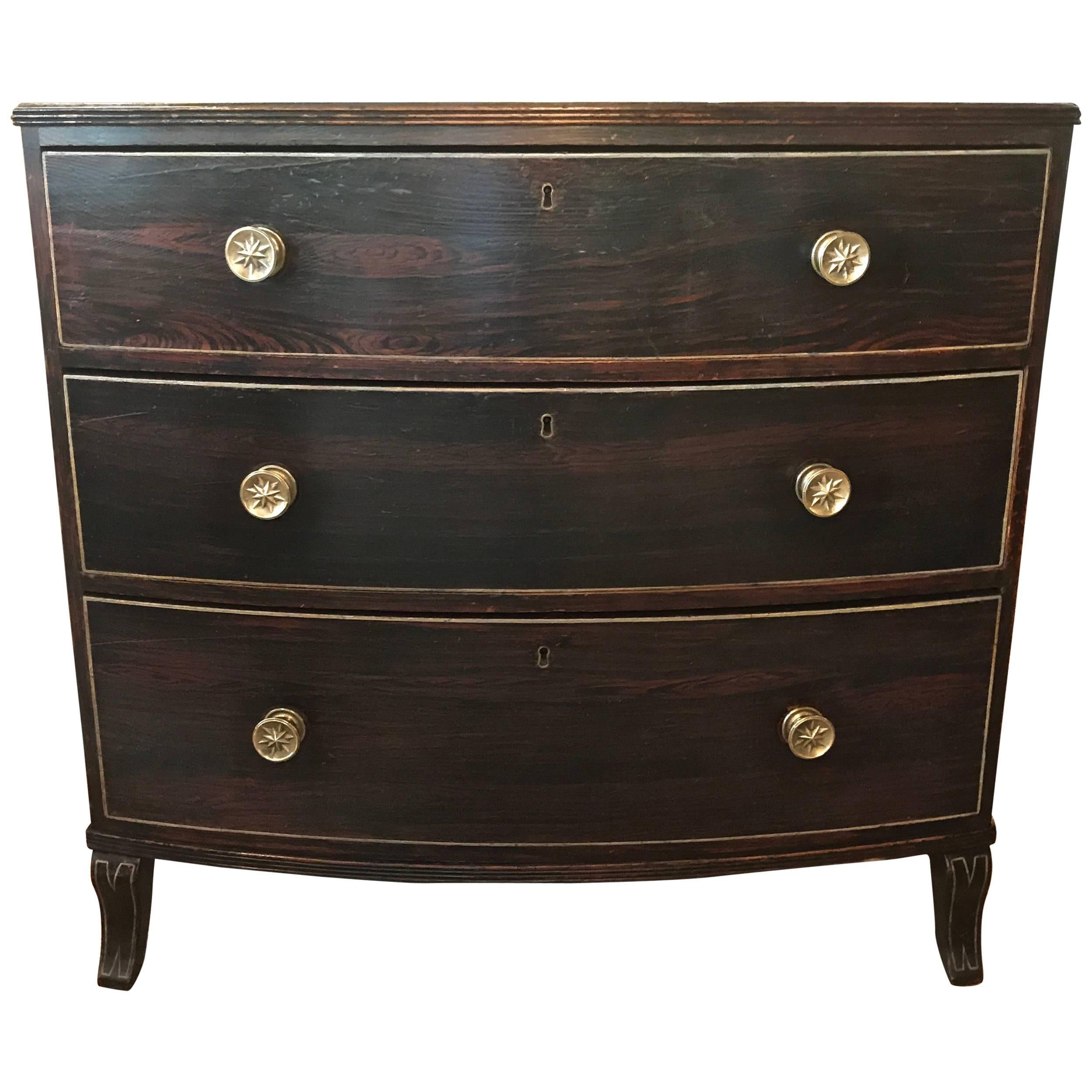 19th Century English Bow Front Chest For Sale