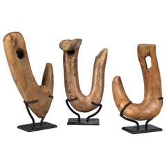 Three Wooden Fishermans Hooks