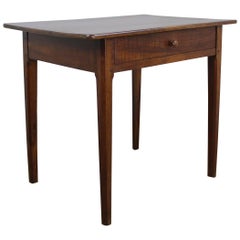 Large Antique Chestnut Side Table with Chamfered Legs