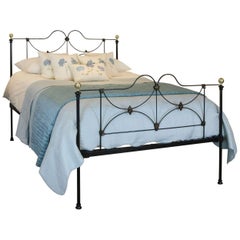 Cast Iron Black Bed with Gold Lined Highlights, MK117 11