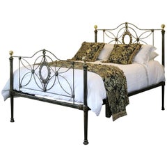Antique Cast Iron Bed finished in Green with Gold Highlighting MK118