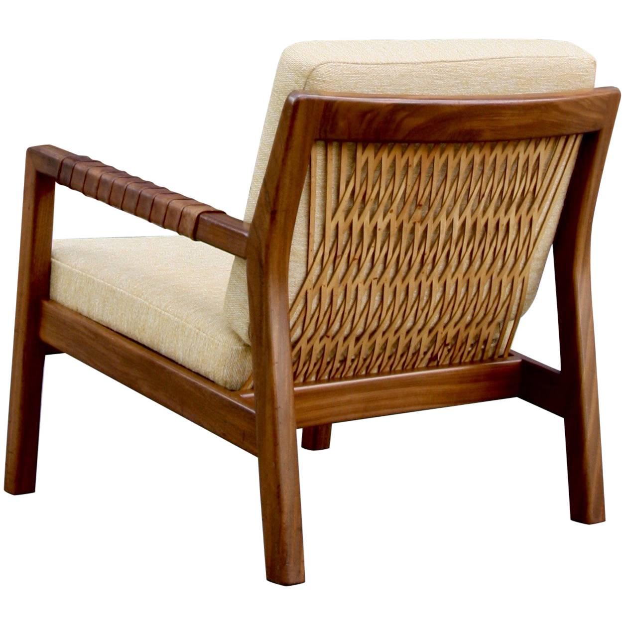 Carl Gustav Hiort af Ornäs Walnut and Leather 'Trienna' Armchair, Finland, 1950s