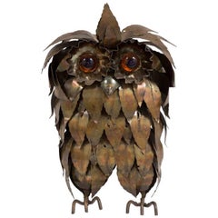 Metal Brutalist Owl Table Sculpture, 1960s