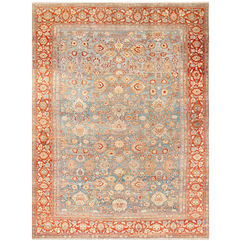 Large Blue Antique Sultanabad Persian Rug For Sale at 1stdibs