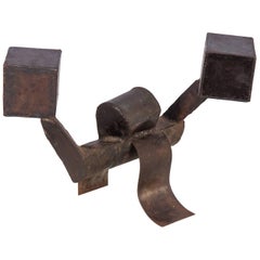 Modern Cube Man Steel Sculpture