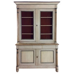 Antique Empire, Two-Piece Painted Pine Armoire Cupboard Cabinet